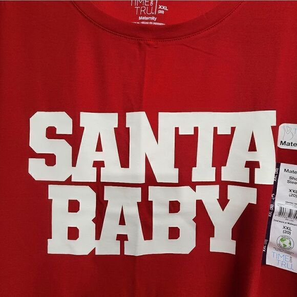 Nwt Women's Christmas "Santa Baby" Maternity Graphic T-Shirt - Picture 8 of 8